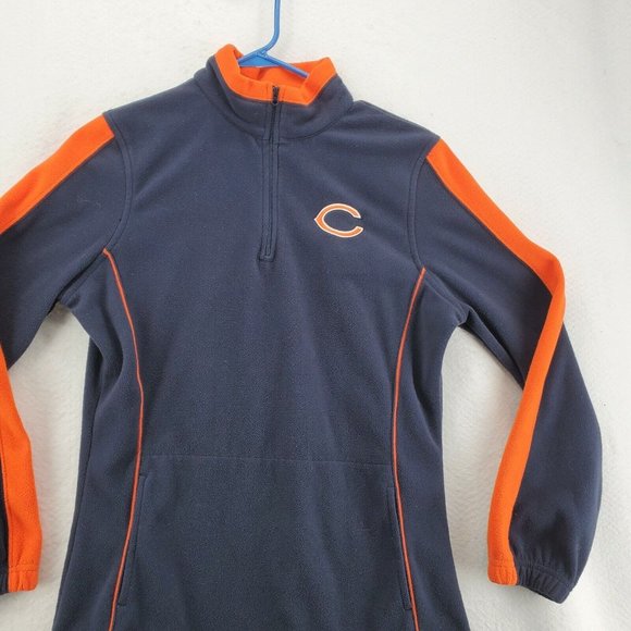 CHICAGO BEARS Sweater NFL Women's Long Sleeve 1/4 Zip Fleece Pullover Blue Med - Picture 5 of 12